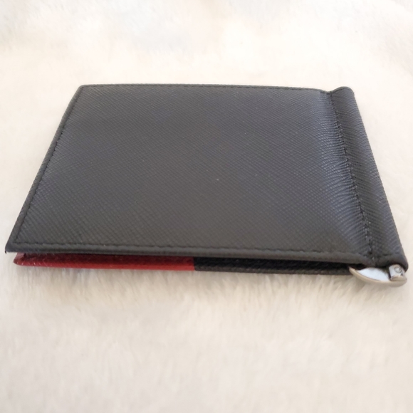 Prada Saffiano Men's Black Card Case with Money Clip - Picture 9 of 10